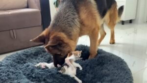 German Shepherd And The Kittens